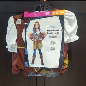WONDERLAND Sweetheart Robin Hood Costume - Brown, White, Gold - NWT 8-10